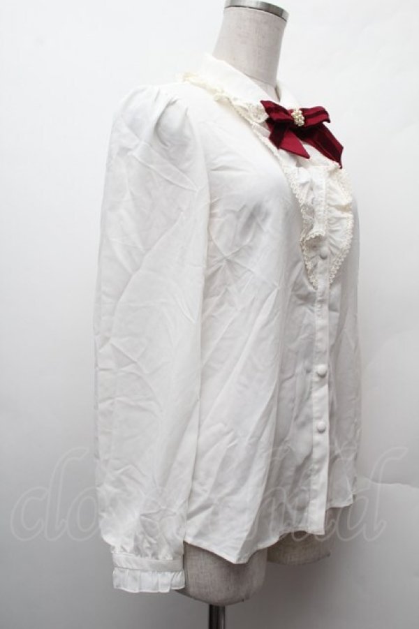 画像3: Secret Honey / ベロアリボンシフォンブラウス  白 S-26-02-09-002-CA-BL-HR-ZS (3)