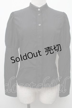 画像: Kurumi Collaboration / KRデシンジゴスリブラウス SS 黒 S-26-02-09-023-LO-BL-HR-ZS