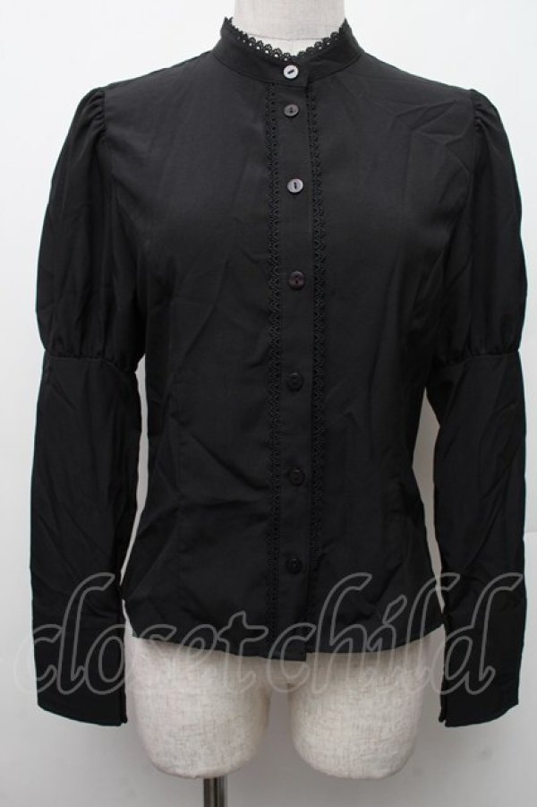 画像1: Kurumi Collaboration / KRデシンジゴスリブラウス SS 黒 S-26-02-09-023-LO-BL-HR-ZS (1)