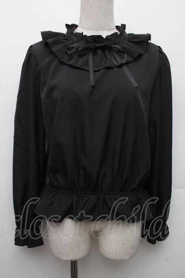 画像1: m petit by misako / フリルペプラムブラウス L 黒 S-26-02-09-024-LO-BL-HR-ZS (1)