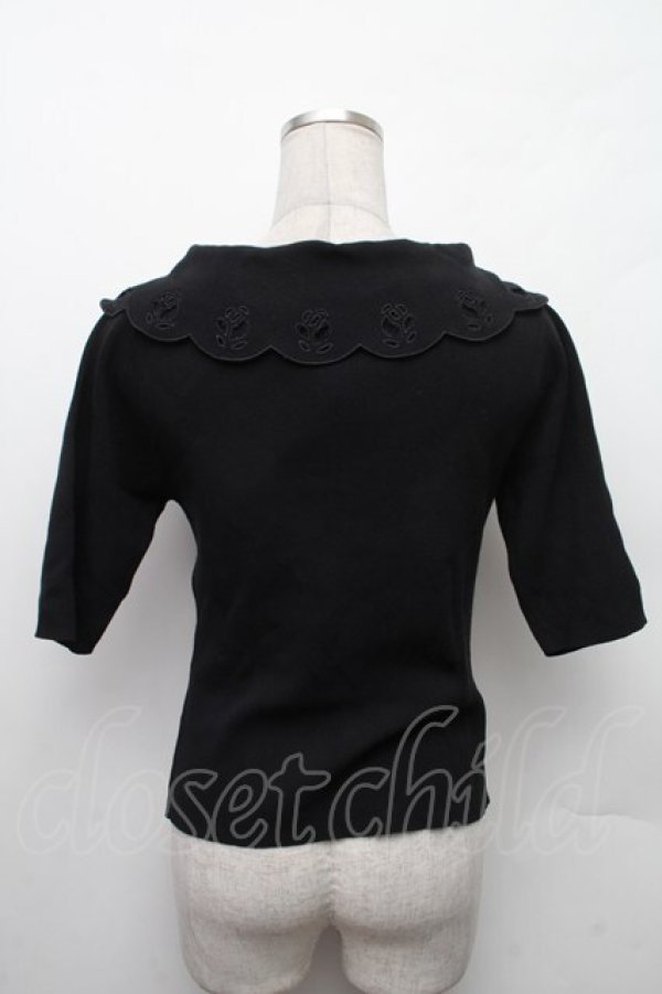 画像2: an another angelus / ローズカットワークビッグカラーニットプルオーバー  黒 S-26-02-09-026-CA-TO-HR-ZS (2)