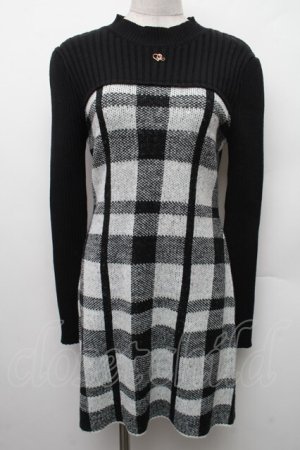 画像: An MILLE / ニットワンピース  黒ｘ白 S-26-02-09-029-EL-OP-AS-ZS