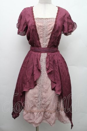 画像: axes femme / タックスリット切り替えワンピース  ワイン S-26-02-09-032-AX-OP-HR-ZS