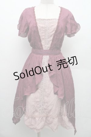 画像: axes femme / タックスリット切り替えワンピース  ワイン S-26-02-09-032-AX-OP-HR-ZS