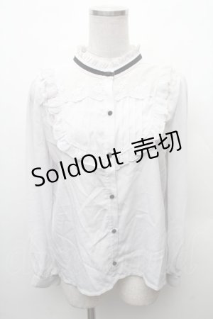 画像: axes femme / フロントレースハイネックブラウス  グレー S-26-02-10-035-AX-BL-HR-ZS