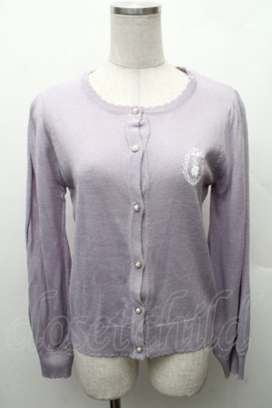 画像: axes femme POETIQUE / ラビットカメオ刺繍カーディガン  ラベンダー S-26-02-10-036-AX-TO-HR-ZS