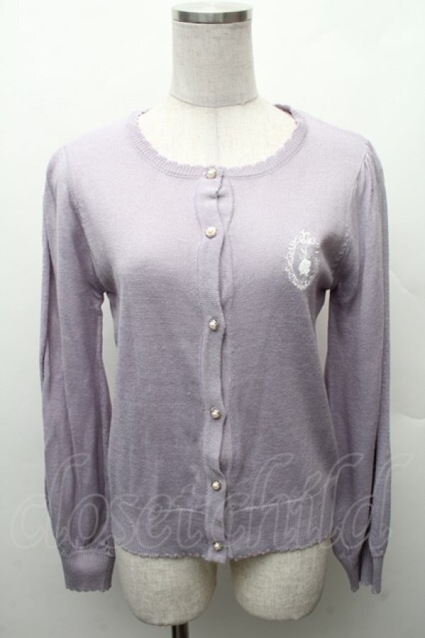 画像1: axes femme POETIQUE / ラビットカメオ刺繍カーディガン  ラベンダー S-26-02-10-036-AX-TO-HR-ZS (1)