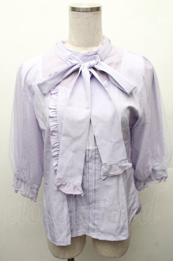 画像1: axes femme POETIQUE / チュールパフ袖トップス  ラベンダー S-26-02-10-037-AX-TO-HR-ZS (1)