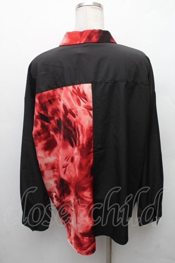 画像2: NIBBLE POISON / マーブルバイカラーシャツ  黒ｘ赤 S-26-02-10-040-0-BL-HR-ZS (2)