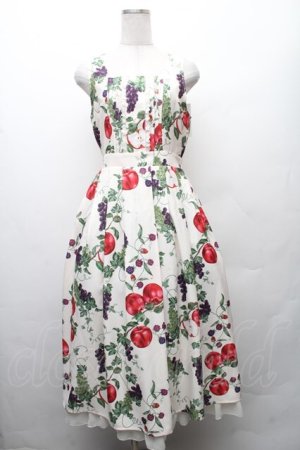 画像: axes femme / シーズナルフルーツ柄ジャンパースカート  オフ S-26-02-10-047-AX-OP-AS-ZS