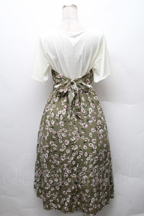 画像2: axes femme / ビスチェ風ドッキングワンピース  グリーンｘオフ S-26-02-10-048-AX-OP-HR-ZS (2)