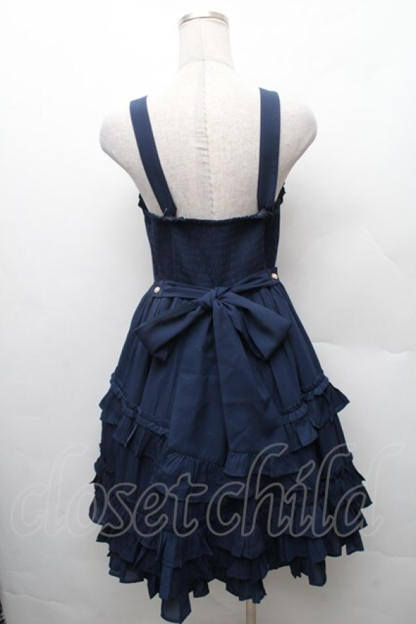 画像2: Chalmiere / レースアップフリルジャンスカ  紺 S-26-02-10-056-0-OP-AS-ZS (2)