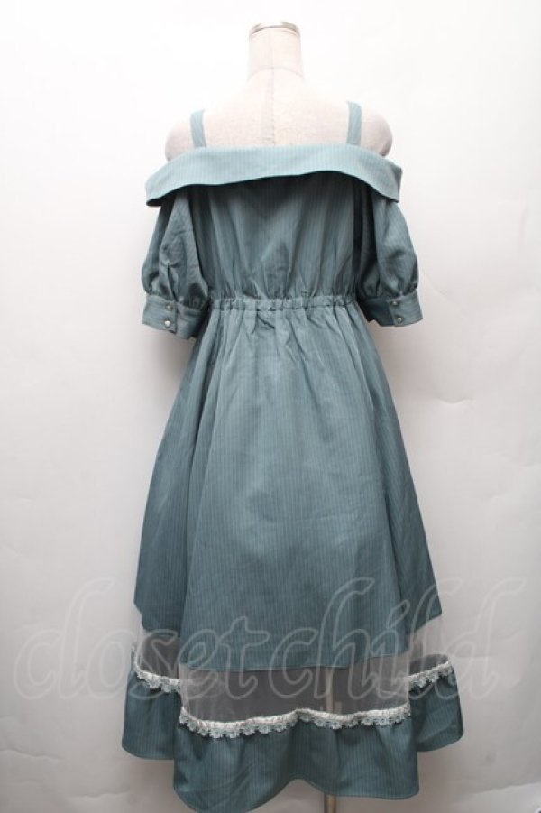 画像2: axes femme / オフショル風ストライプワンピース  ミント S-26-02-10-057-AX-OP-HR-ZS (2)