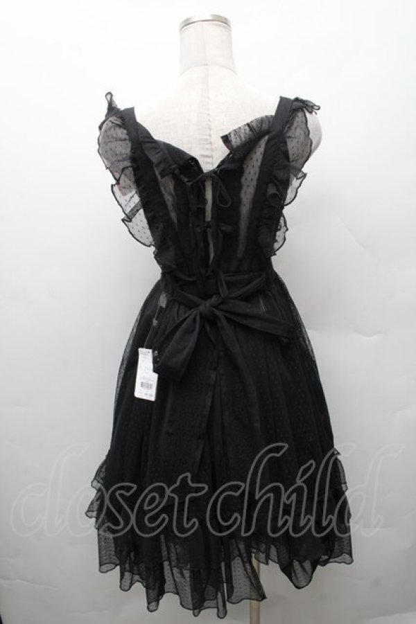 画像2: Chalmiere / ドットチュールエプロン  黒 S-26-02-10-061-0-OP-AS-ZS (2)