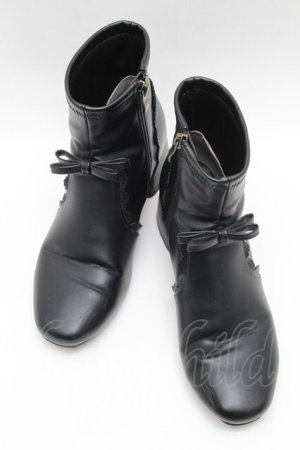 画像: m petit by misako / リボンショートブーツ L 黒 S-26-02-10-015-0-ZA-HR-ZS