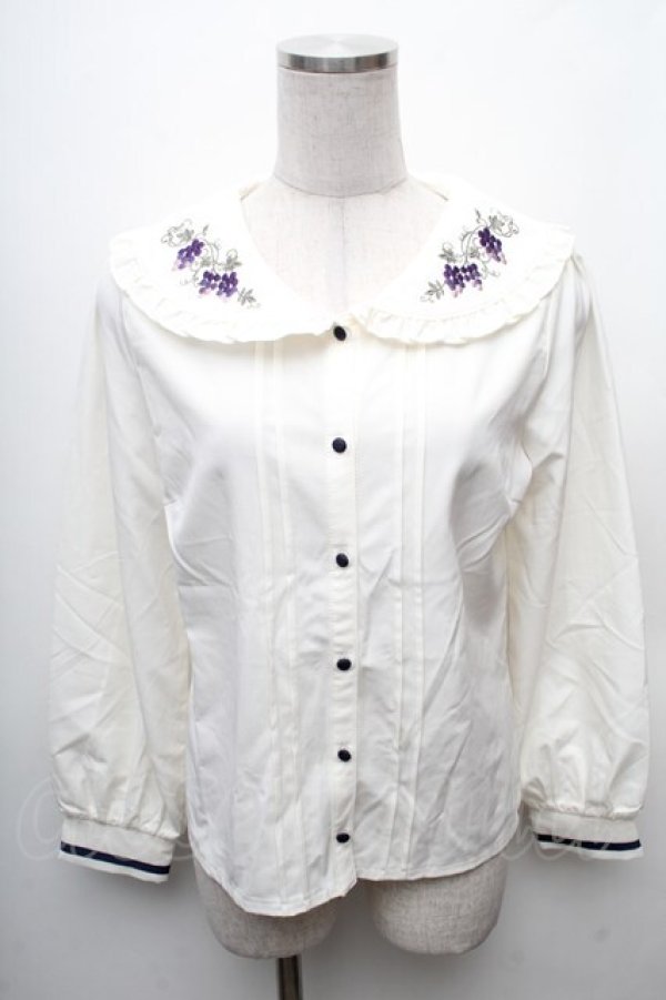 画像1: axes femme POETIQUE / ヴァンダンジュ刺繍ブラウス  オフ S-26-02-10-026-AX-BL-AS-ZS (1)