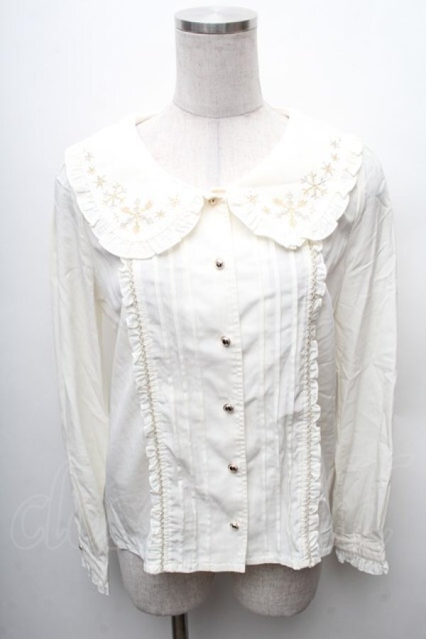 画像1: axes femme POETIQUE / 雪の結晶刺繍ブラウス  キナリ S-26-02-10-027-AX-BL-HR-ZS (1)