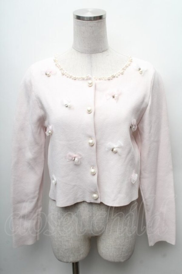画像1: mille fille closet by LODISPOTTO / Love Ribbonカーディガン  ピンク S-26-02-10-030-LO-TO-HR-ZS (1)