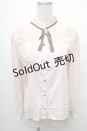 画像: axes femme / フロントレースハイネックブラウス  ピンク S-26-02-10-032-AX-BL-HR-ZS