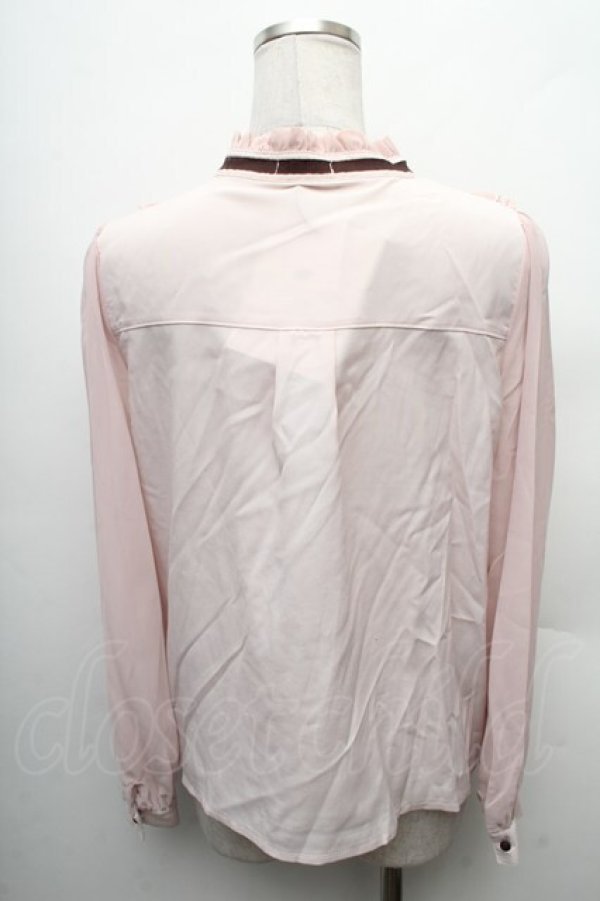 画像2: axes femme / フロントレースハイネックブラウス  ピンク S-26-02-10-032-AX-BL-HR-ZS (2)