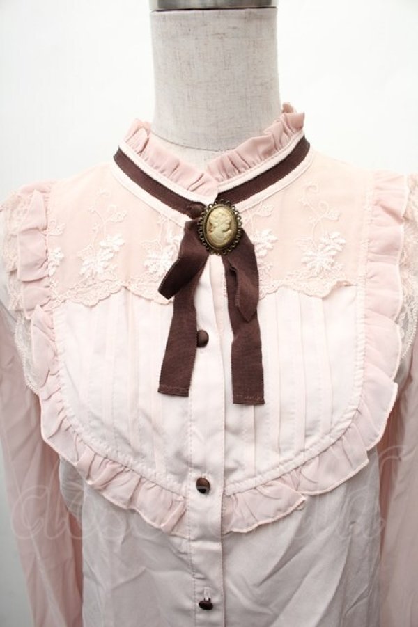 画像3: axes femme / フロントレースハイネックブラウス  ピンク S-26-02-10-032-AX-BL-HR-ZS (3)