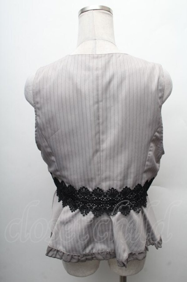 画像2: axes femme POETIQUE / ストライプショートベスト  グレー S-26-02-10-034-AX-JA-HR-ZS (2)