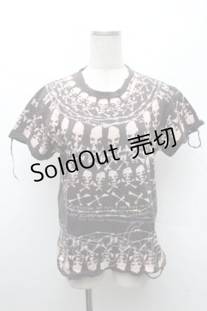 画像: h.ANARCHY / スカルプリントダメージTシャツ  黒 S-26-02-11-041-HN-TS-HR-ZS
