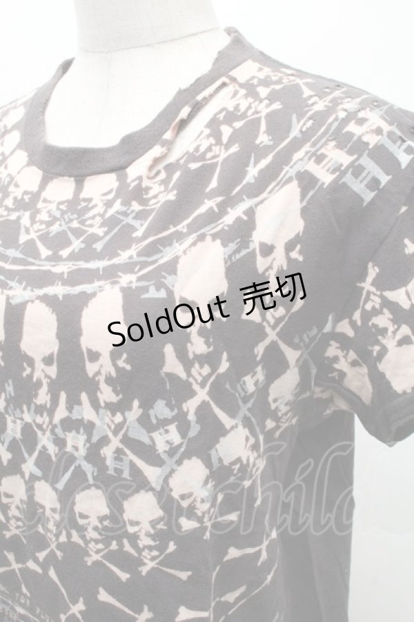 画像3: h.ANARCHY / スカルプリントダメージTシャツ  黒 S-26-02-11-041-HN-TS-HR-ZS (3)