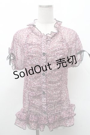 画像: Drug Honey / レオパードフリルシアーブラウス  ピンク S-26-02-11-042-PU-BL-HR-ZS