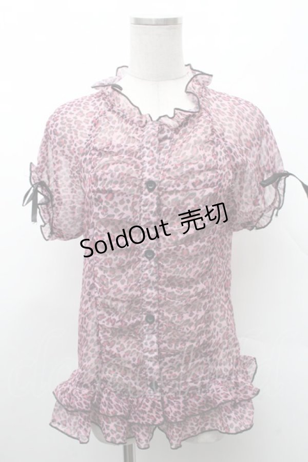 画像1: Drug Honey / レオパードフリルシアーブラウス  ピンク S-26-02-11-042-PU-BL-HR-ZS (1)