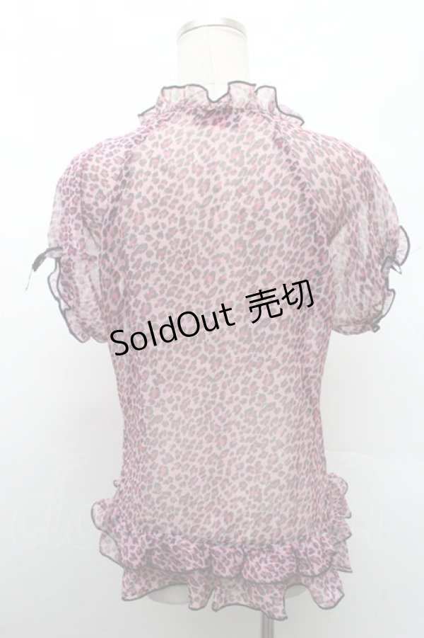 画像2: Drug Honey / レオパードフリルシアーブラウス  ピンク S-26-02-11-042-PU-BL-HR-ZS (2)