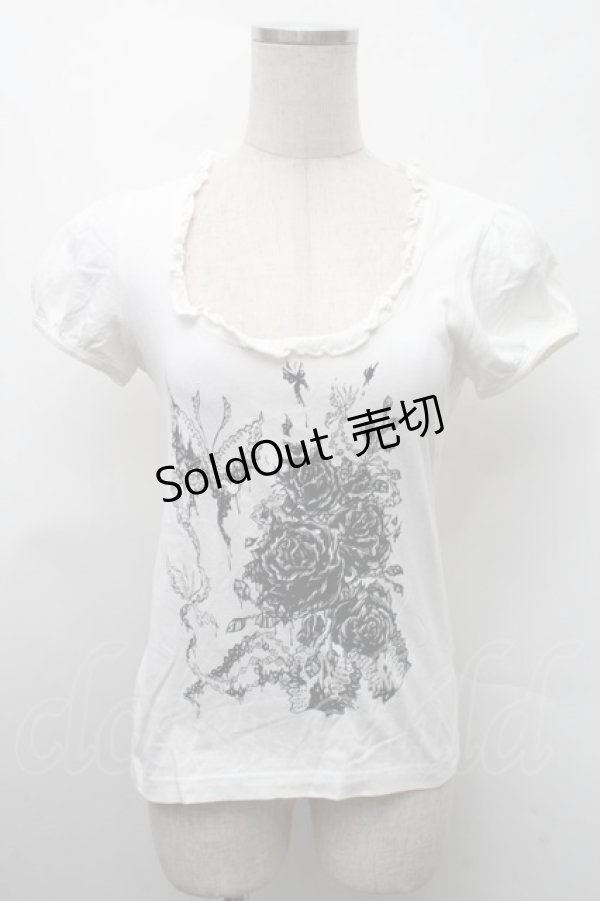 画像1: BPN / バラｘ蝶プリント半袖カットソー  白 S-26-02-11-045-GO-TO-HR-ZS (1)