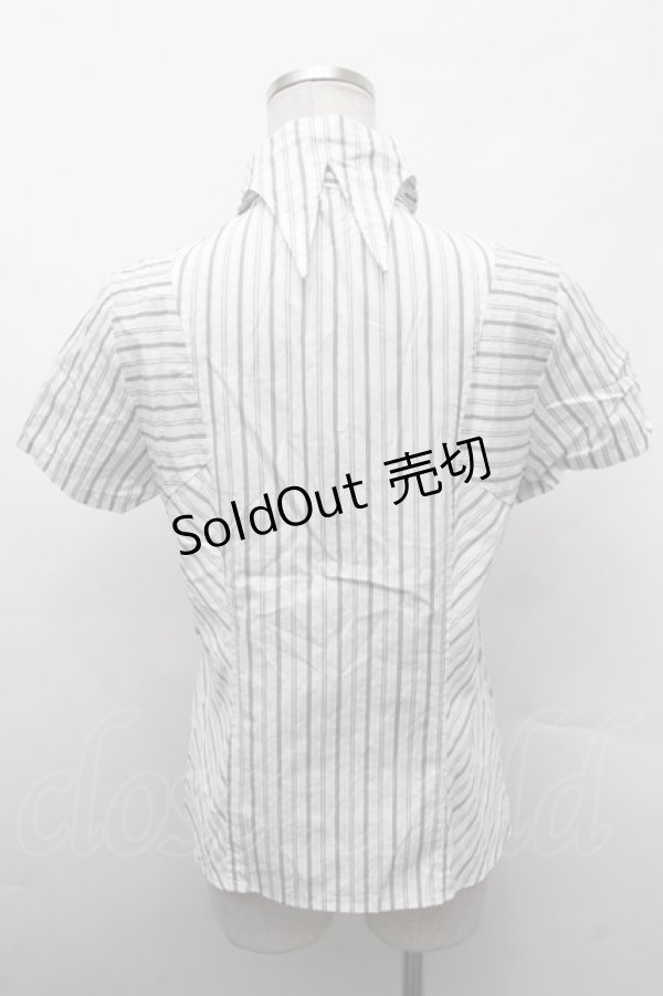 画像2: PEACE NOW / 襟刺繍ストライプブラウス  白ｘ黒 S-26-02-11-046-PU-BL-HR-ZS (2)