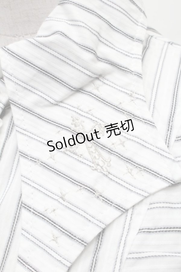 画像3: PEACE NOW / 襟刺繍ストライプブラウス  白ｘ黒 S-26-02-11-046-PU-BL-HR-ZS (3)