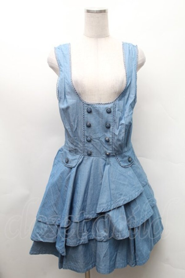 画像1: axes femme POETIQUE / ティアードフリルワンピース  ブルー S-26-02-11-050-AX-OP-AS-ZS (1)