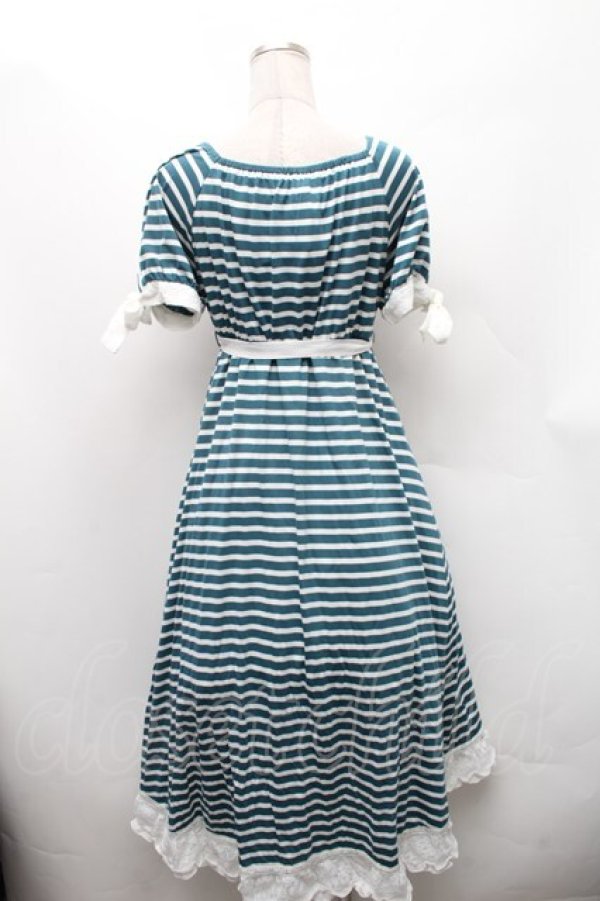 画像2: axes femme / ボーダー柄マキシワンピース  グリーンｘ白 S-26-02-11-054-AX-OP-AS-ZS (2)