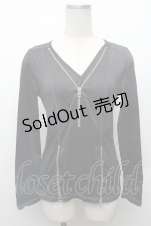 画像: Ozz Croce / フロントZIPトップス  黒 S-26-02-11-007-OO-TO-AS-ZS