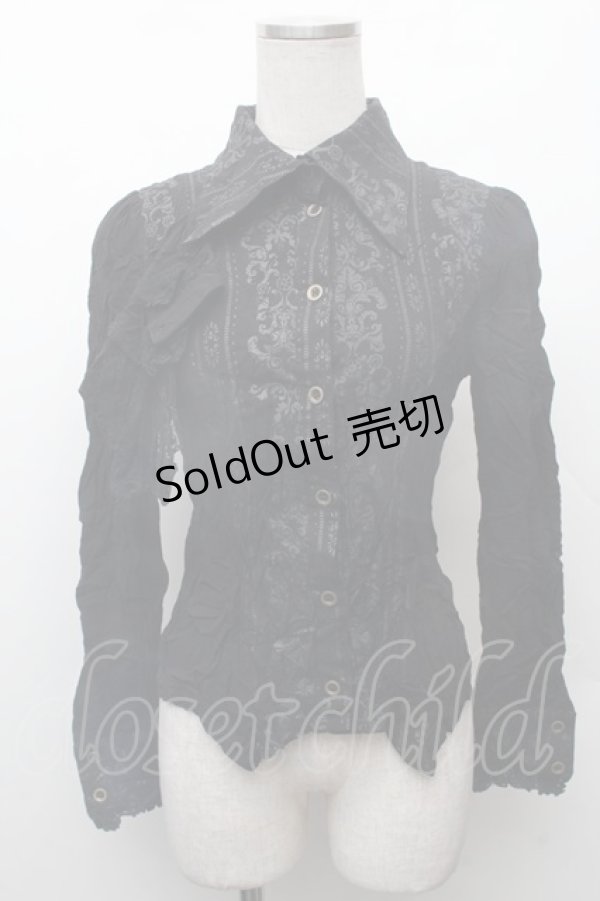 画像1: STEAM / フリルブラウス  黒 S-26-02-11-008-HN-BL-AS-ZS (1)