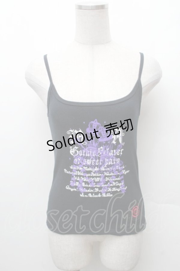 画像1: MAM MAXICIMAM / プリントキャミソール S 黒 S-26-02-11-022-0-TS-HR-ZS (1)