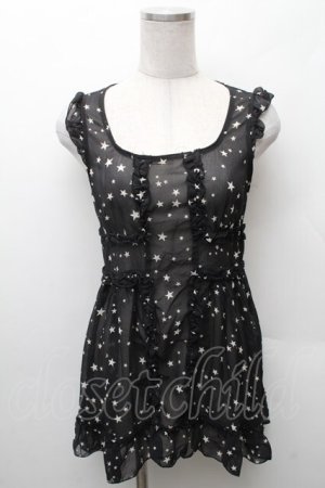 画像: PEACE NOW / 星柄シフォンタンク  黒 S-26-02-11-026-PU-TO-HR-ZS