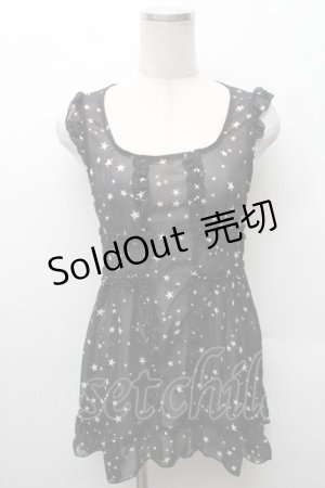 画像: PEACE NOW / 星柄シフォンタンク  黒 S-26-02-11-026-PU-TO-HR-ZS
