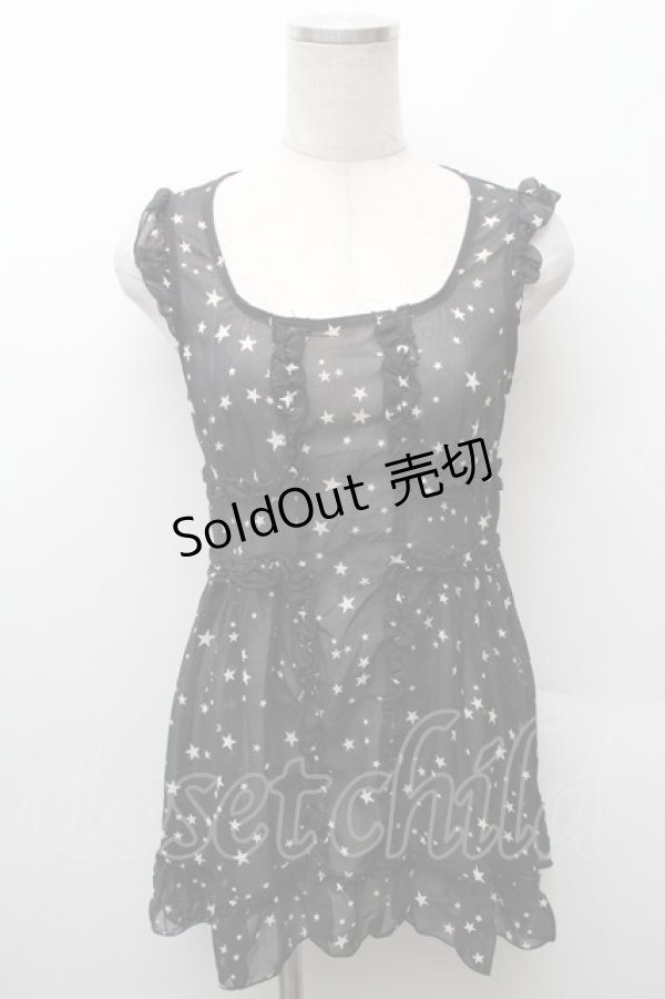 画像1: PEACE NOW / 星柄シフォンタンク  黒 S-26-02-11-026-PU-TO-HR-ZS (1)