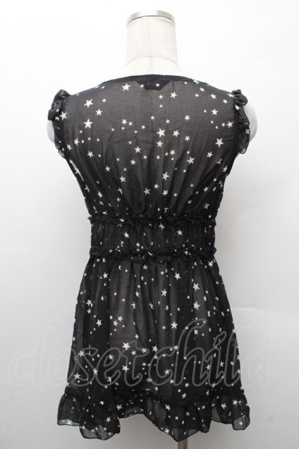 画像2: PEACE NOW / 星柄シフォンタンク  黒 S-26-02-11-026-PU-TO-HR-ZS (2)