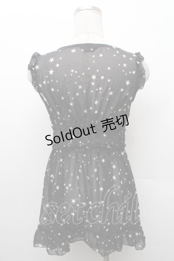 画像2: PEACE NOW / 星柄シフォンタンク  黒 S-26-02-11-026-PU-TO-HR-ZS (2)