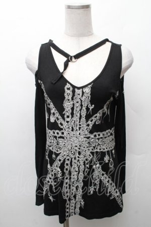 画像: ALGONQUINS / ユニオンチェーンプリントカットソー  黒 S-26-02-11-028-AL-TO-HR-ZS