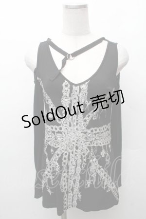 画像: ALGONQUINS / ユニオンチェーンプリントカットソー  黒 S-26-02-11-028-AL-TO-HR-ZS