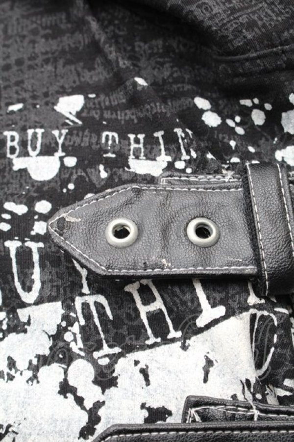 画像3: h.NAOTO / プリントノースリーブフードZIPパーカー  黒 S-26-02-11-031-HN-OP-HR-ZS (3)