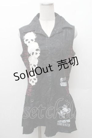 画像: MAD / プリントノースリーブチュニック M 黒 S-26-02-11-032-PU-TO-HR-ZS