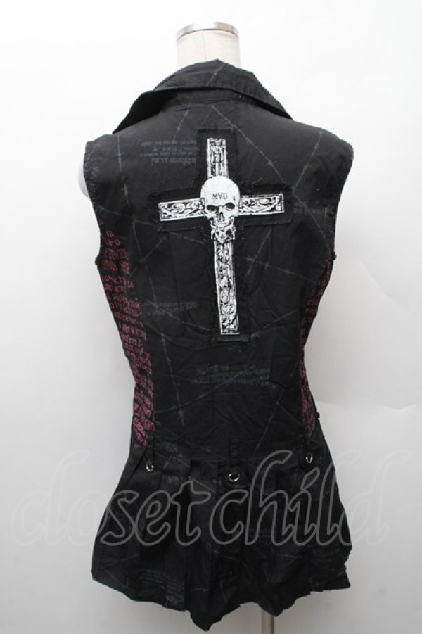 画像2: MAD / プリントノースリーブチュニック M 黒 S-26-02-11-032-PU-TO-HR-ZS (2)