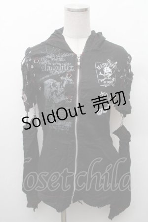 画像: MAD / ガーゼフードZIPパーカー M 黒 S-26-02-11-033-PU-TO-HR-ZS